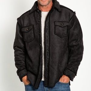 TRUE GRIT - Vintage Bonded Leather Button Jacket